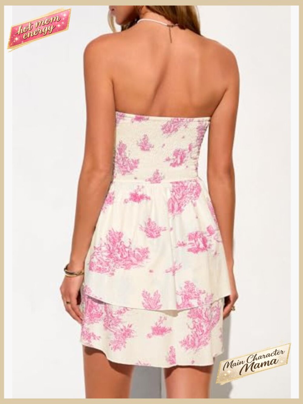 Summer Strapless Tube Mini Dress Smocked Ruffle A Line Flowy Short Party Club - Picture 3 of 7